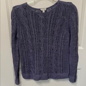 Garnet Hill Lavender Open Knit Linen/Organic Cotton Sweater Medium Coastal